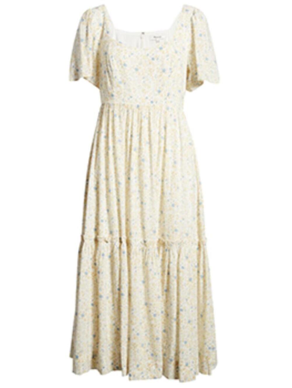 Madewell Folkmagic Cottagecore Floral Flutter Sleeve Tiered Maxi Dress Size 6 - Picture 3 of 9